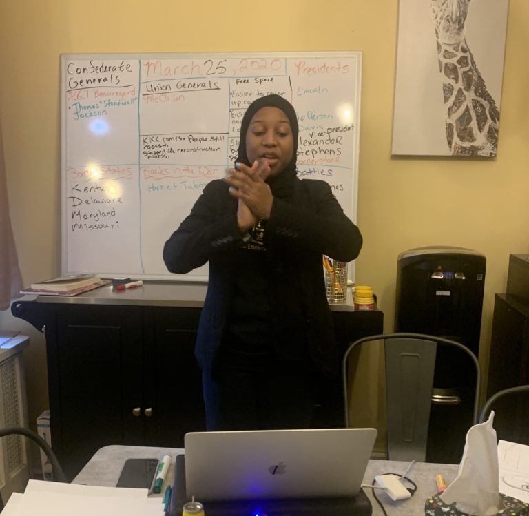 Northeast High School teacher Keziah Ridgeway teaching her online course. (Courtesy of Keziah Ridgeway)