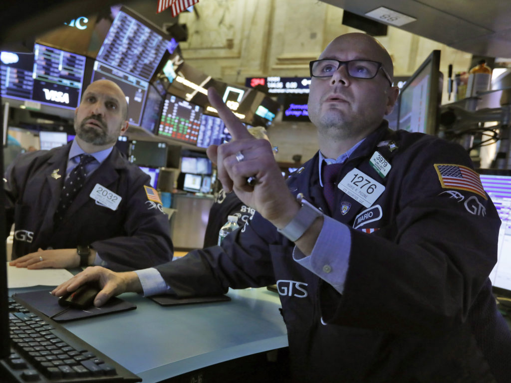 U.S. stock indexes rose nearly 5% Tuesday, after the market’s worst day since 2008. U.S. stock indexes rose nearly 5% Tuesday, after the market's worst day since 2008. (Richard Drew/AP Photo)
