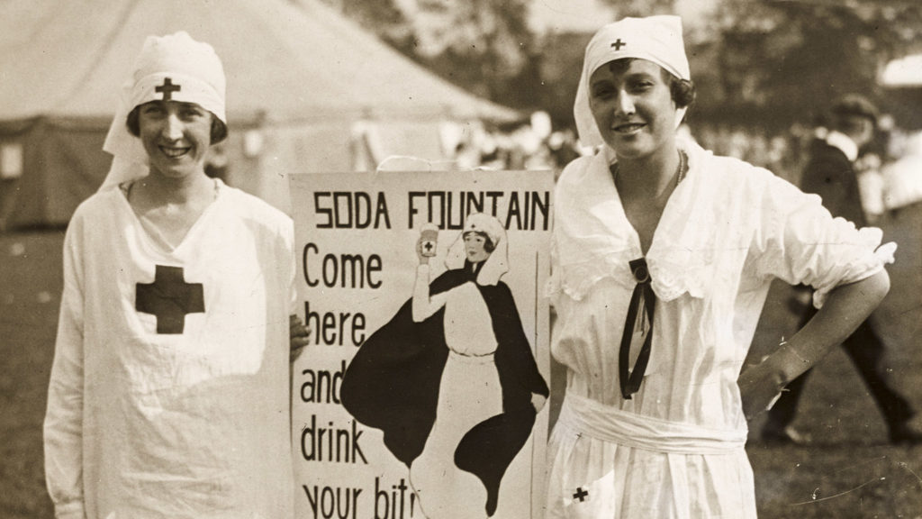 brynmawr-pandemicflu-redcross-crop Margaret Hart and Maisie Rush at Bryn Mawr College in September 1918 U.S. (National Archives)