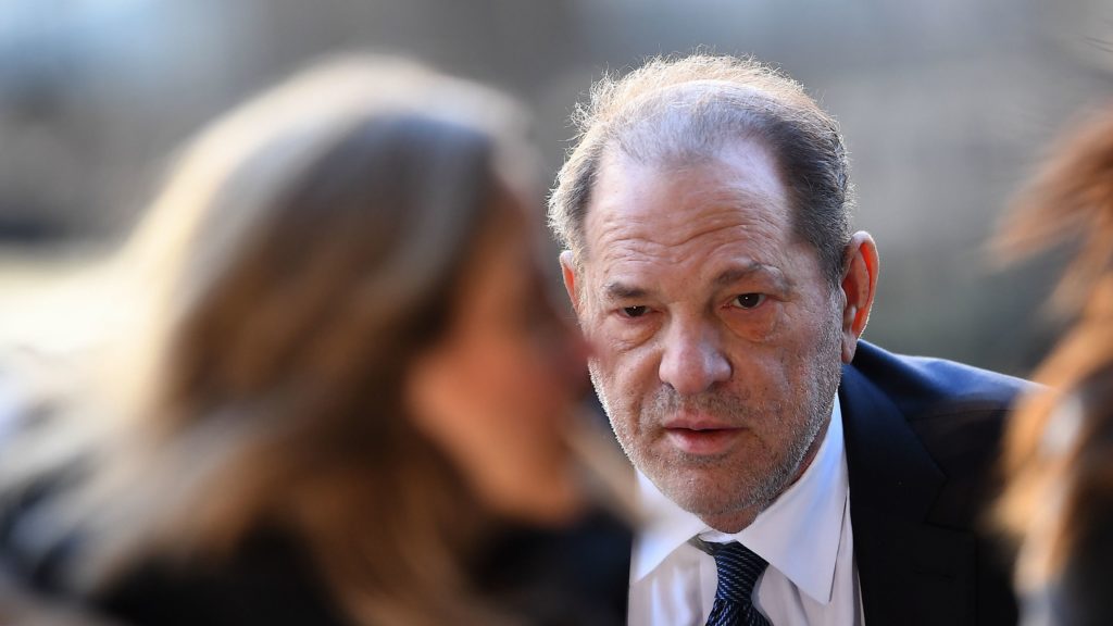 Harvey Weinstein arrives at the courthouse in Manhattan for a hearing last month. The jury convicted the disgraced Hollywood mogul of rape and sexual abuse after six women testified that Weinstein sexually assaulted them. Harvey Weinstein arrives at the courthouse in Manhattan for a hearing last month. The jury convicted the disgraced Hollywood mogul of rape and sexual abuse after six women testified that Weinstein sexually assaulted them. (Johannes Eisele/AFP via Getty Images)