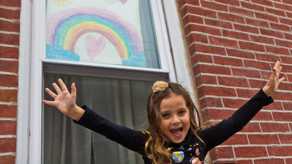 rainbowhunt-coronavirus-fishtown-09crop Bowie Moon Porter drew this rainbow for other kids on the rainbow hunt through Philadelphia’s Fishtown neighborhood. (Kimberly Paynter/WHYY)