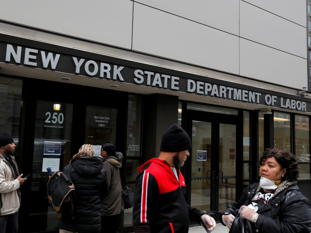 Claims for unemployment benefits are spiking across the country as businesses shut down to stem the spread of the coronavirus. (Andrew Kelly/Reuters)