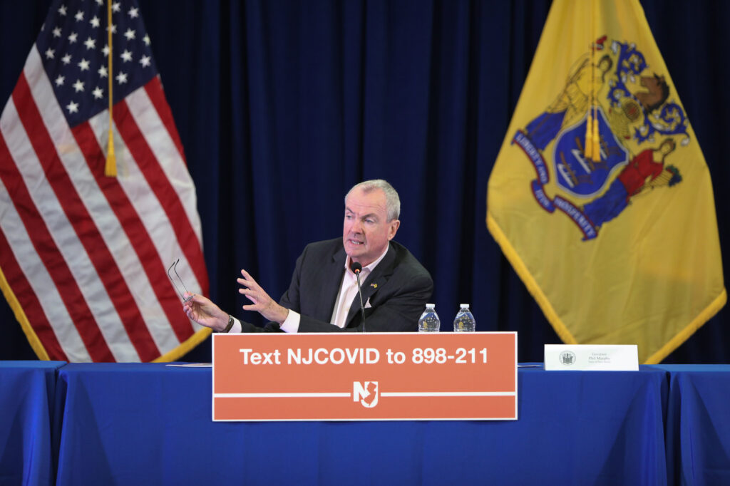 Governor Phil Murphy makes a major announcement during his daily coronavirus briefing on March 21, 2020, at Rutgers Law School in Newark (Edwin J. Torres for Governor’s Office). Governor Phil Murphy makes a major announcement during his daily coronavirus briefing on March 21, 2020, at Rutgers Law School in Newark (Edwin J. Torres for Governor’s Office).