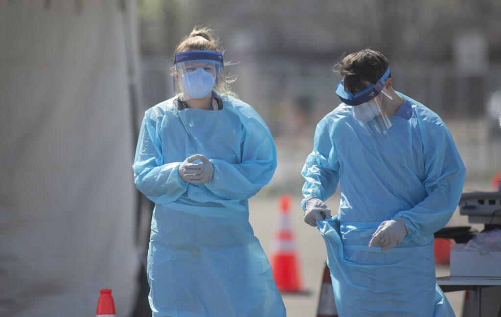 Hounds walk to help save others of their kind Coronavirus testing site in Camden, New Jersey