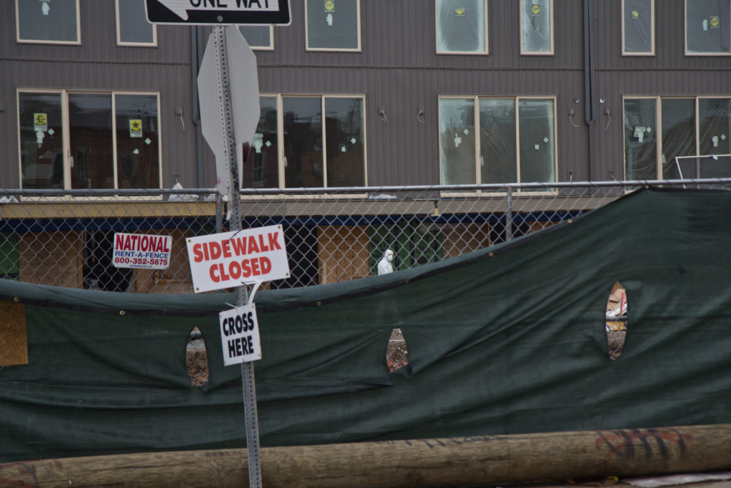 2020 3 19 k paynter reed street construction-4 Workers on the job at 19th and Reed Streets in South Philadelphia. (Kimberly Paynter/WHYY)