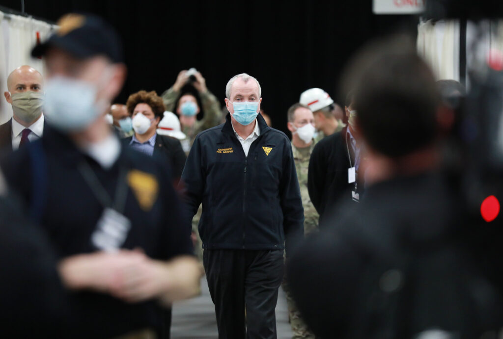 49750469941_93d06a2585_k New Jersey Gov. Phil Murphy and New Jersey Sen. Cory Booker tour the field hospital in Edison, N.J. on Wednesday, April 8, 2020. (Office of the Attorney General/Tim Larsen)