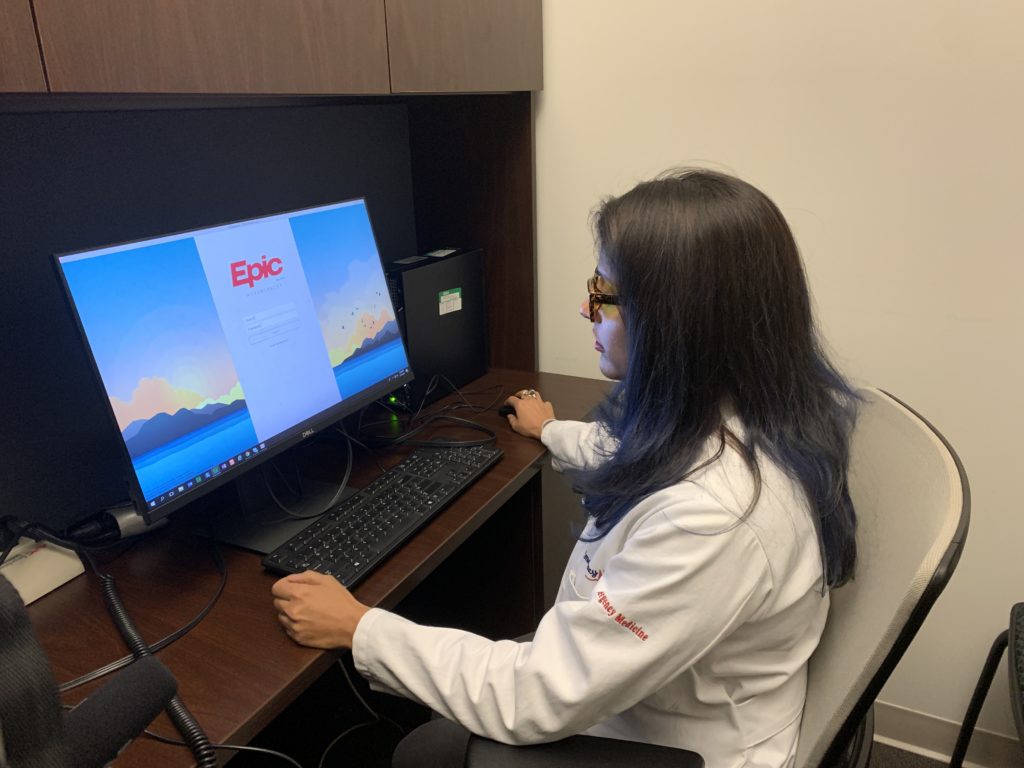 7C7352DC-E4A9-4F45-97A9-C00E12BC4FA9 Dr. Aditi Joshi, director of JeffConnect, Thomas Jefferson University Hospital’s telehealth platform, opens EPIC, the
hospital's electronic medical records program. That way she can look
up at patient's history and see scans and other test
results before meeting with them virtually. (Courtesy of Aditi Joshi)