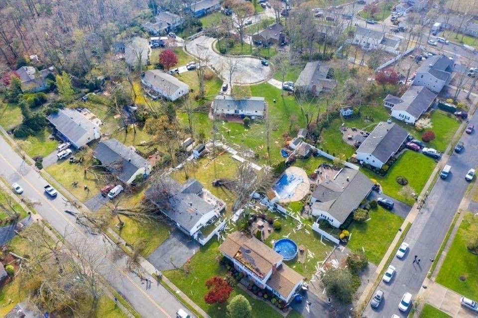 93908720_10112542642520729_1914284537488080896_n A drone image of storm damage in Toms River Tuesday afternoon. (Courtesy of the Toms River Police Department)