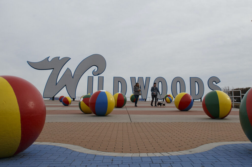 Election 2020 Trump Widlwood People walk a dog along the boardwalk in Wildwood