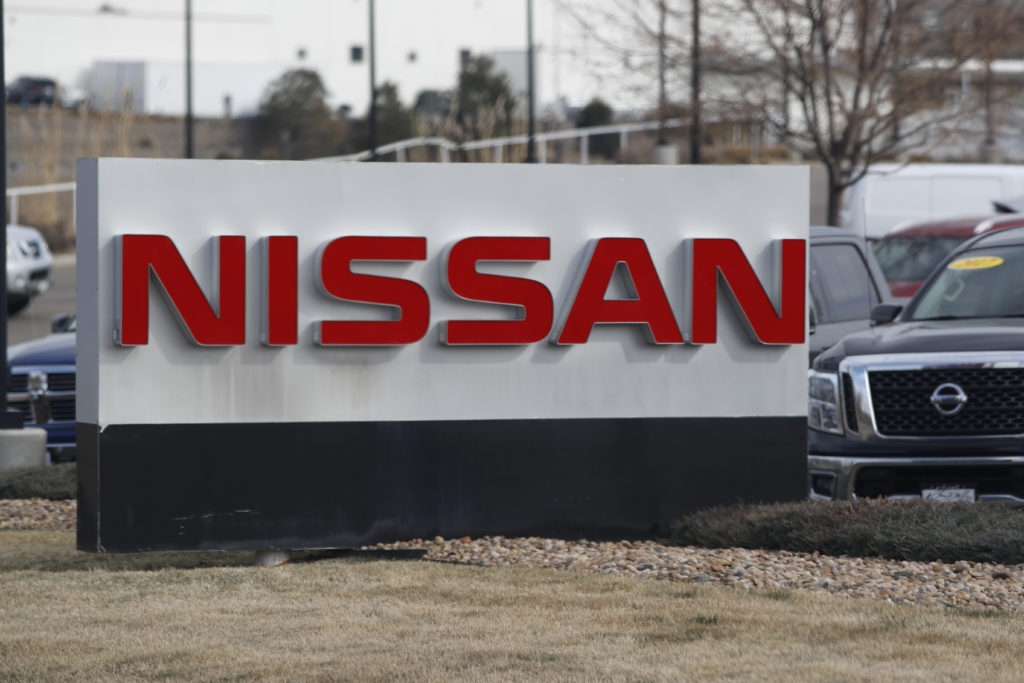 Nissan, r m The company logo stands outside a Nissan dealership in Highlands Ranch, Colo. Nissan is recalling more than a quarter-million SUVs, trucks and vans worldwide, Thursday, April 2, to replace potentially dangerous Takata air bag inflators. (David Zalubowski, AP Photo, File)