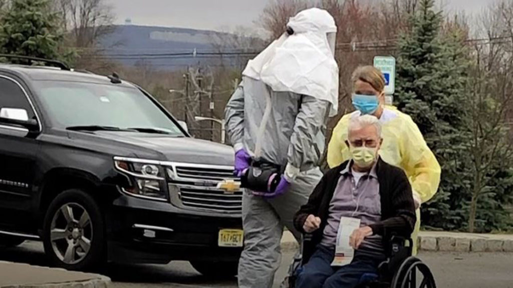 Patient-evacuation-from-St.-Josephs-nursing-home Patients from St. Joseph’s Senior Home in Woodbridge were evacuated March 25 after multiple residents contracted COVID-19 and some died. (NJTV News)