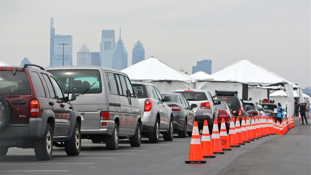 2020 02 20-e lee-philadelphia citizens bank park-drive through c Drive through coronavirus testing center at Citizens Bank Park. (Emma Lee/WHYY)