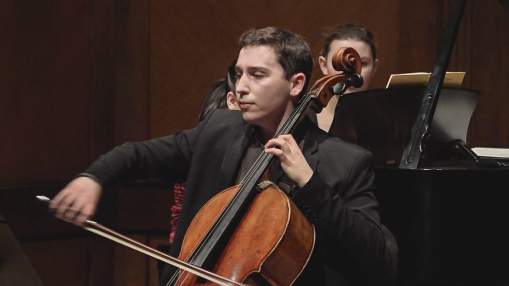 Cellist Oliver Herbert, On Stage at Curtis