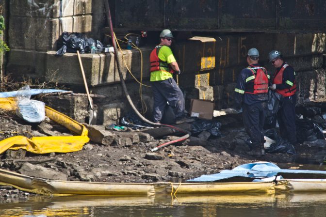 A crew cleans up Darby Creek in Chester County, Pa. (Kim Paynter)
