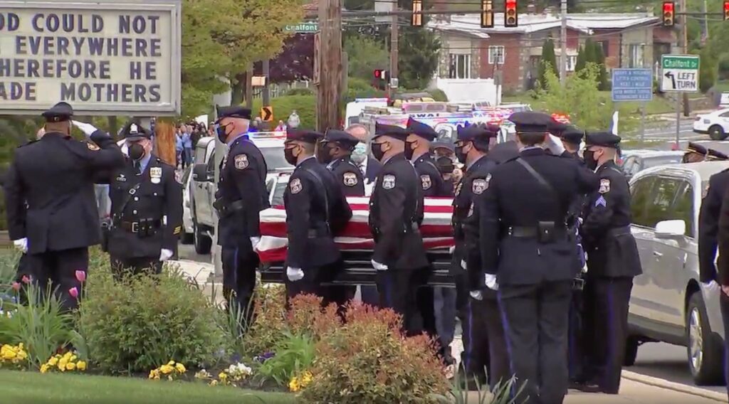 2020 05 08-screenshot abc-james oconnor-our lady of calvary church-funeral Funeral of Sgt. James O'Connor