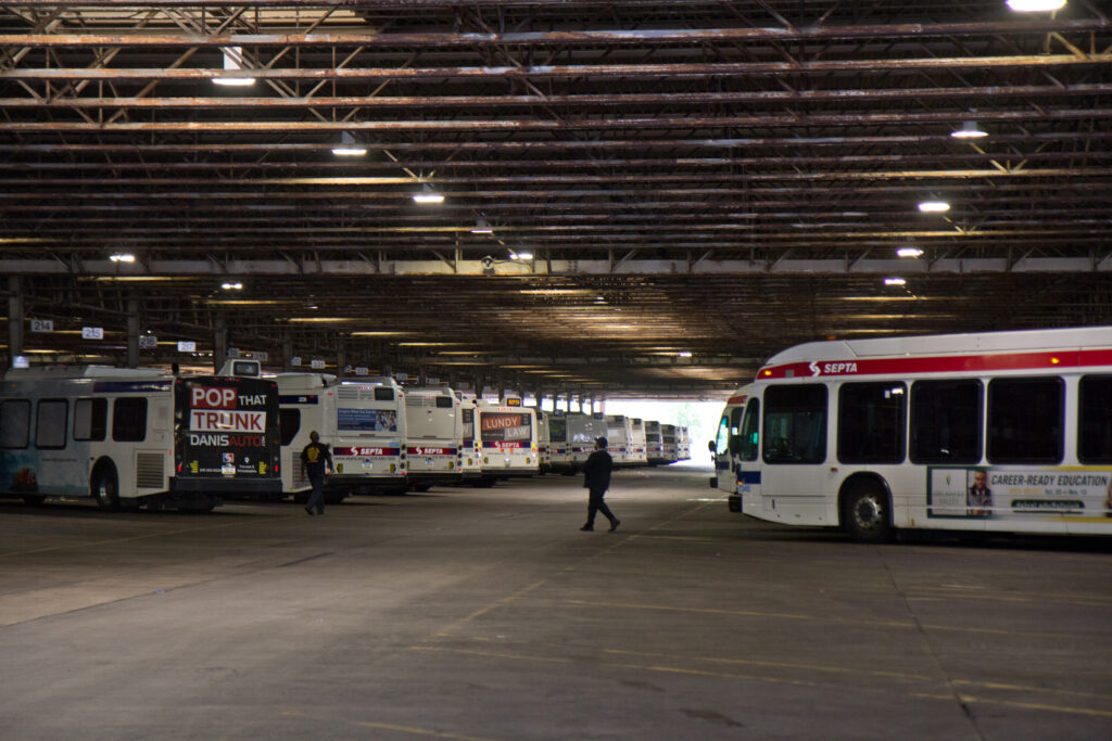 SEPTA’s Midvale bus depot was a hotspot for COVID-19. (Kimberly Paynter/WHYY) SEPTA’s Midvale bus depot was a hotspot for COVID-19.