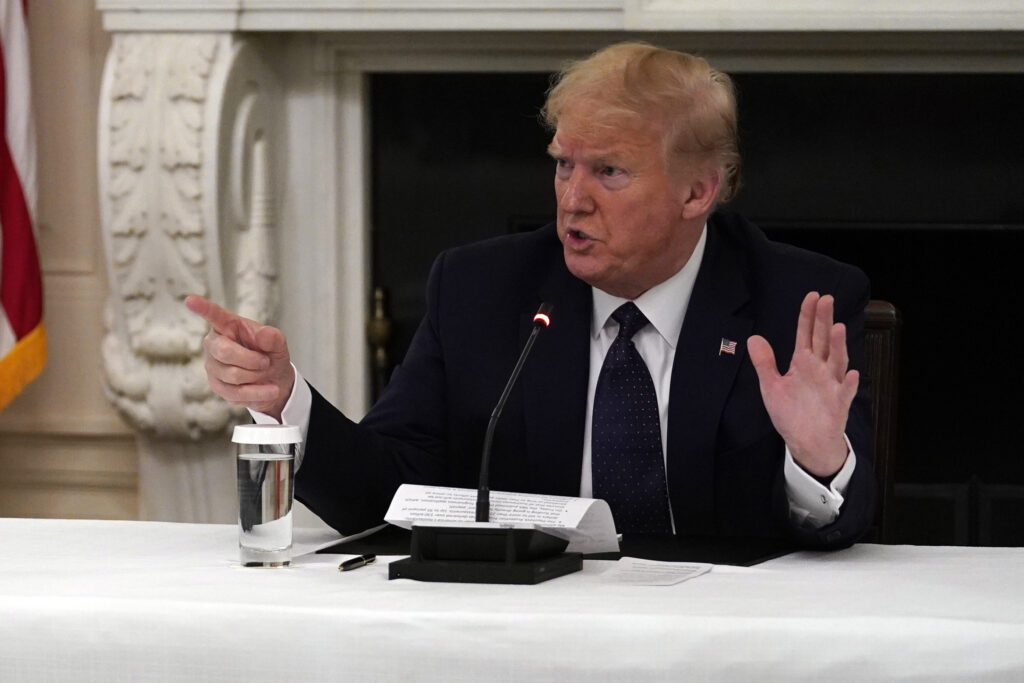 Donald Trump President Donald Trump tells reporters that he is taking zinc and hydroxychloroquine during a meeting with restaurant industry executives about the coronavirus response, in the State Dining Room of the White House, Monday, May 18, 2020, in Washington. (AP Photo/Evan Vucci)