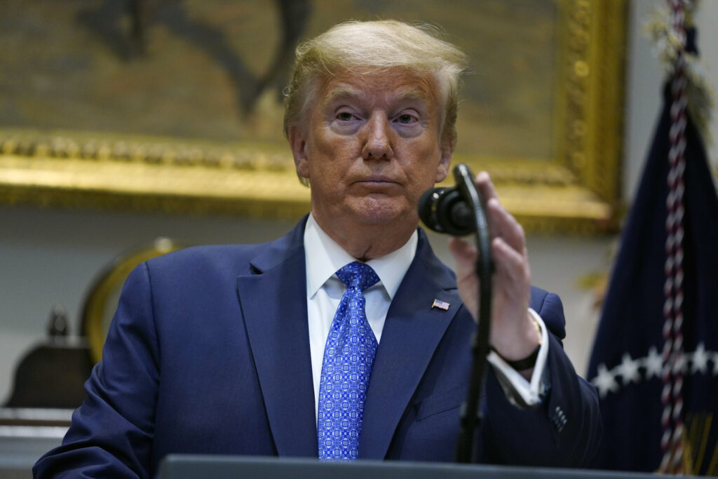 Donald Trump President Donald Trump speaks during an event on the food supply chain amid the coronavirus pandemic, in the Roosevelt Room of the White House, Tuesday, May 19, 2020, in Washington. (AP Photo/Evan Vucci)