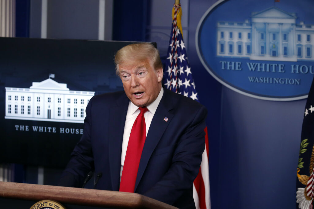 Donald Trump President Donald Trump speaks with reporters about the coronavirus in the James Brady Briefing Room of the White House, Friday, May 22, 2020, in Washington. (AP Photo/Alex Brandon)