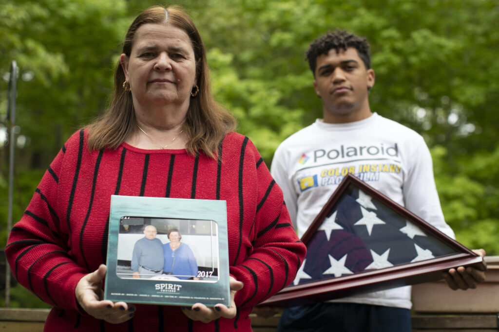 Virus Outbreak Memorial Day Florence Hopp and J.J. Brania-Hopp