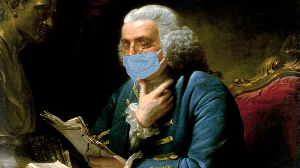 BP_ben_franklin_coronavirus_052420 Ben Franklin dons face mask