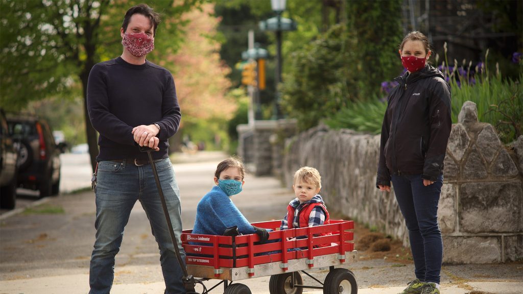 Family takes walk in Philadelphia amid COVID-19 pandemic