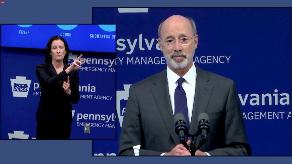 EXMpEV1XQAA7eaP-1920×1080 Gov. Tom Wolf speaks during a May 4, 2020, press conference on Pa.'s June 2 primary election. (Courtesy Gov. Wolf livestream)