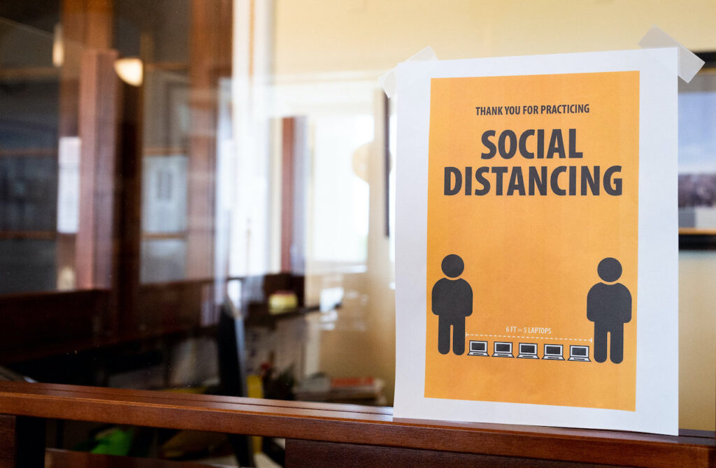 GETTY_NPR_social_distancing_050720 A coronavirus awareness sign