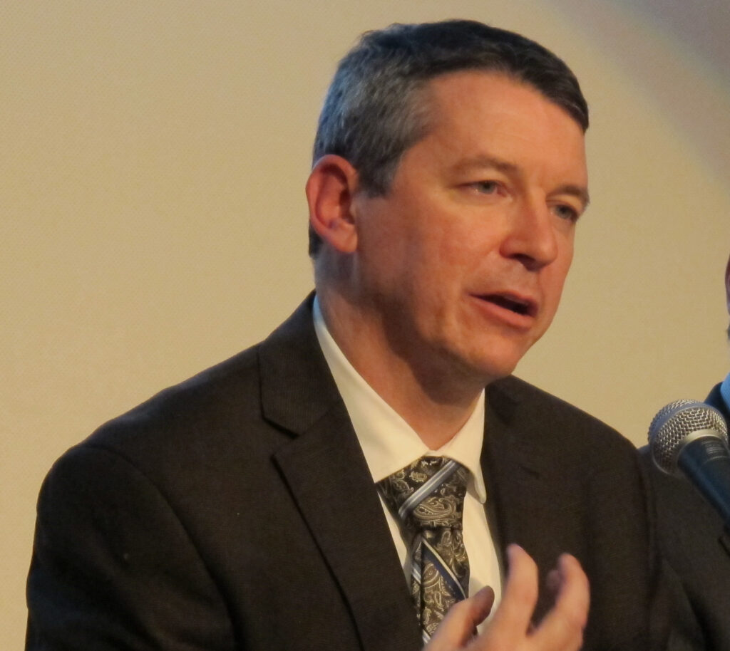 IMG_3496-e1486511786430 DEP Secretary Patrick McDonnell speaks about climate change at an event hosted by the Academy of Natural Sciences, January 27, 2017. (Susan Phillips/StateImpact Pennsylvania)