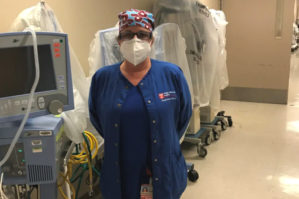 Screen Shot 2020-05-15 at 12.14.49 PM Maureen May, a registered nurse in the infant intensive care unit at Temple University Hospital. (Courtesy Maureen May)