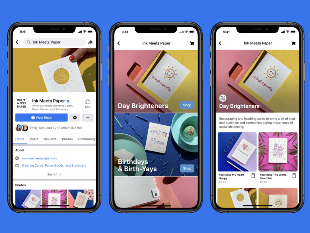 Facebook hopes to make commerce a bigger part of its operation by letting businesses set up storefronts in its apps. (Facebook)