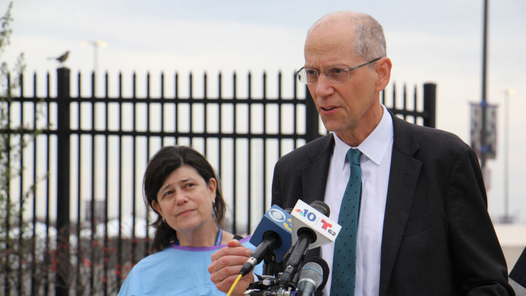 2020 02 20-e lee-thomas farley-philadelphia citizens bank park-d Philadelphia Health Commissioner Thomas Farley speaks to reporters
