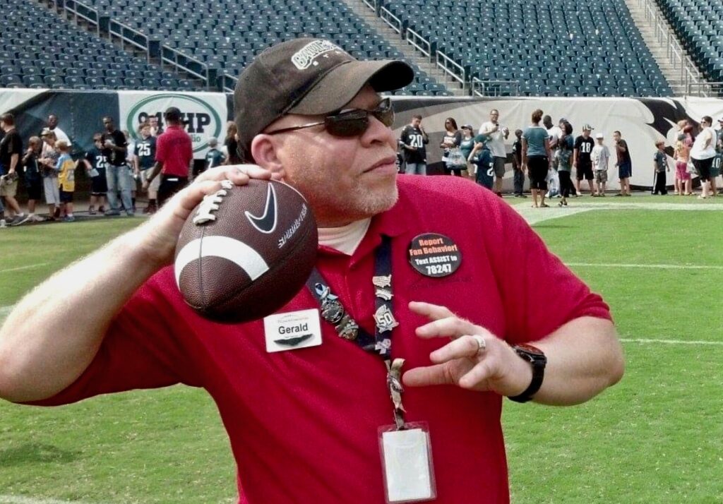 gerald baker Gerald Baker was a big Eagles fan and worked part-time at Lincoln Financial Field. (Courtesy of Tinisha Baker)