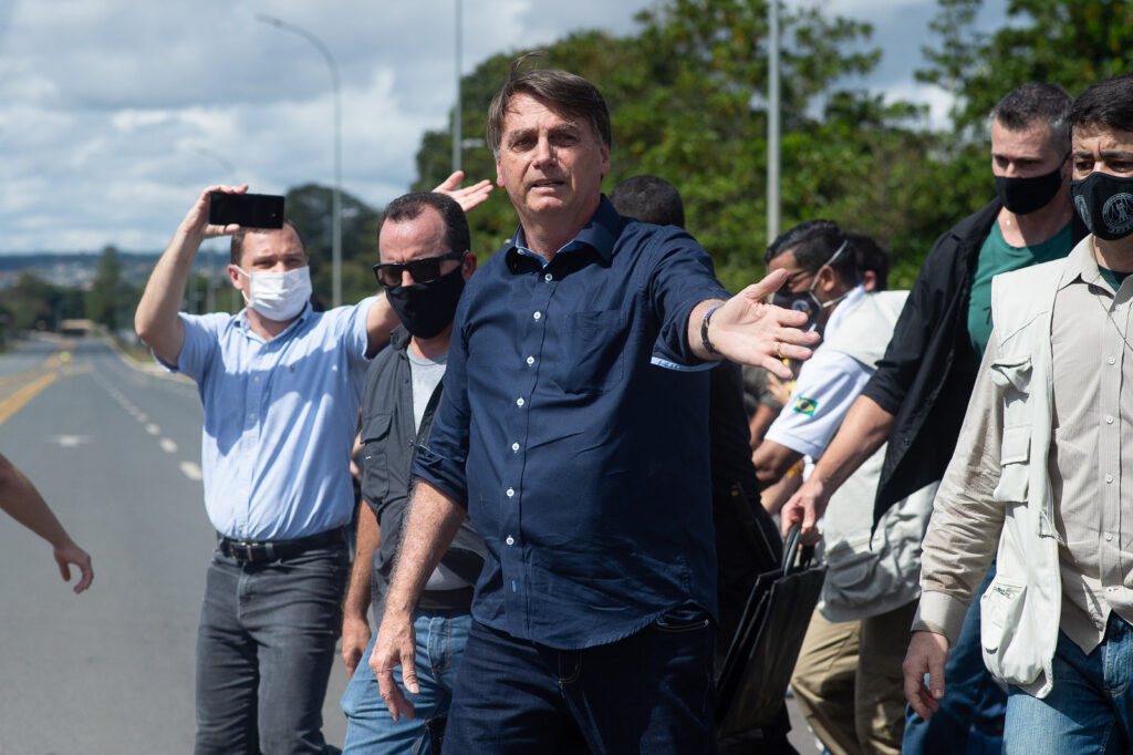 Brazilian President Jair Bolsonaro is seen at a demonstration in favor of his government on Sunday. Brazilian President Jair Bolsonaro is seen at a demonstration in favor of his government on Sunday.