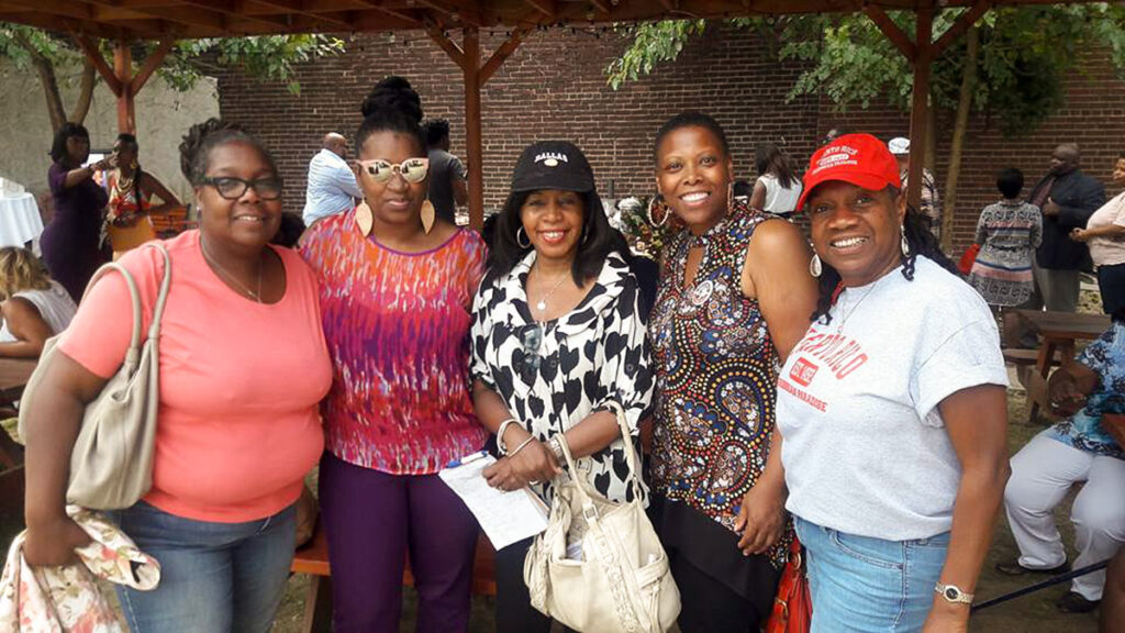 Sylvia Simms (far right) is getting people psyched for daily doorway dancing. (Facebook)