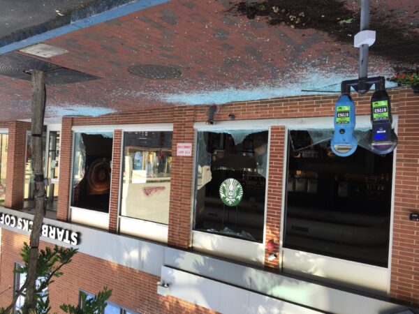 Starbucks damaged during Wilmington, Del. protest