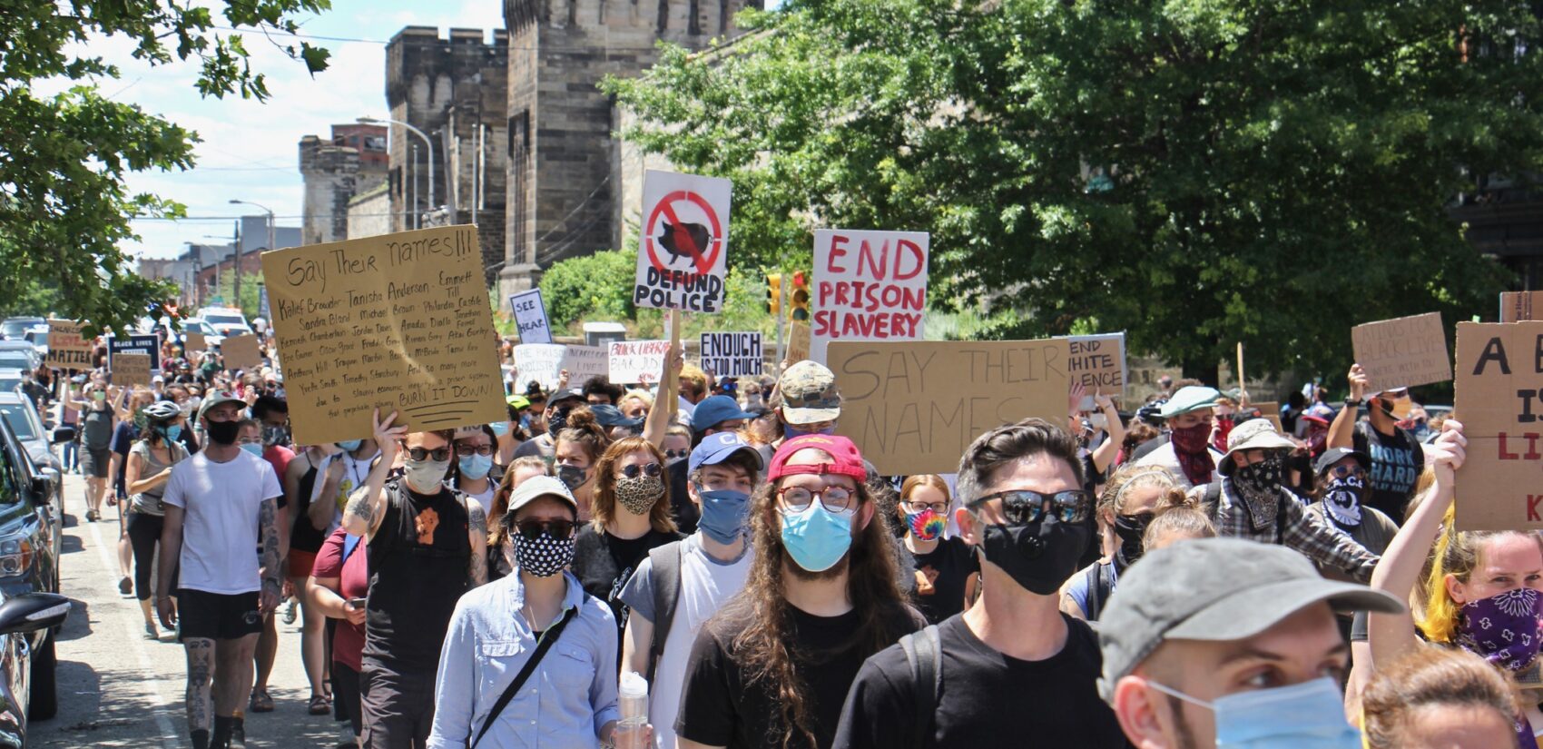 Protesters march from Eastern State Penitentiary
