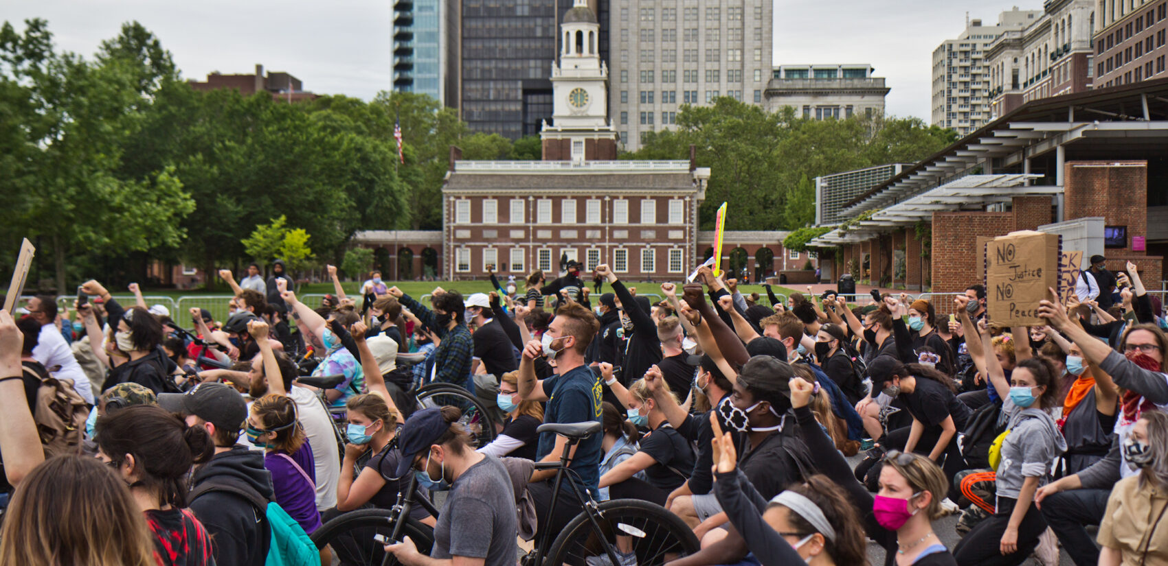 Protesters take a knee