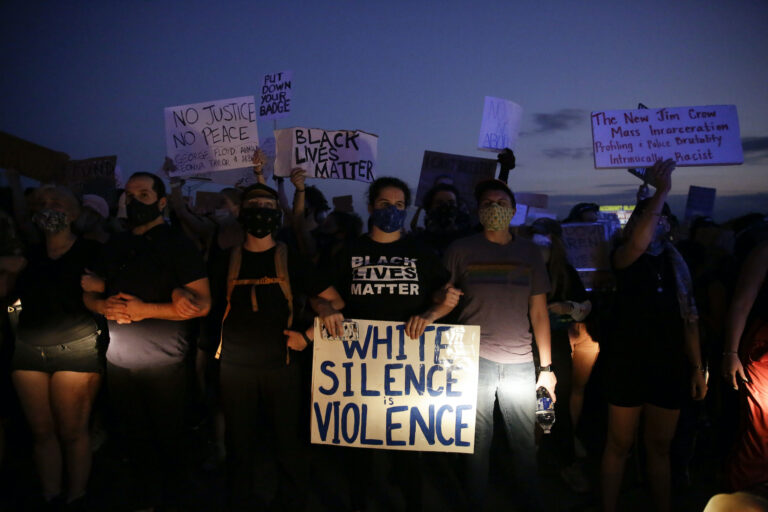 Protesters block traffic on the highway during protests
