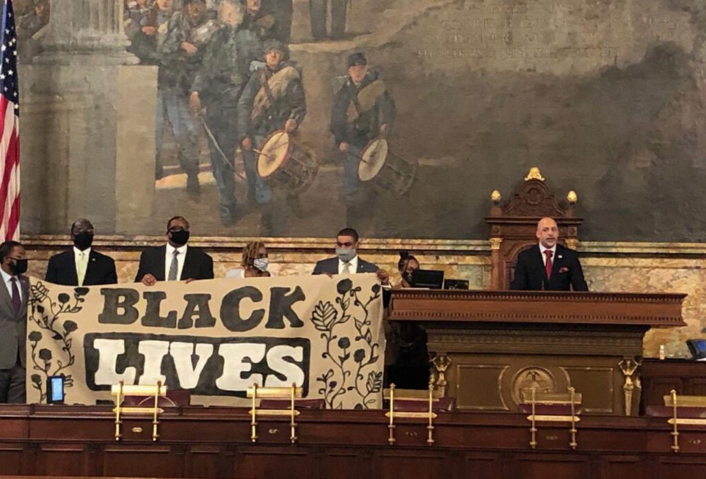 Members of the Pennsylvania Legislative Black Caucus took control of the State House in June 2020 to demand action on a suite of police reform bills. (Rep. Jordan A. Harris/Twitter)