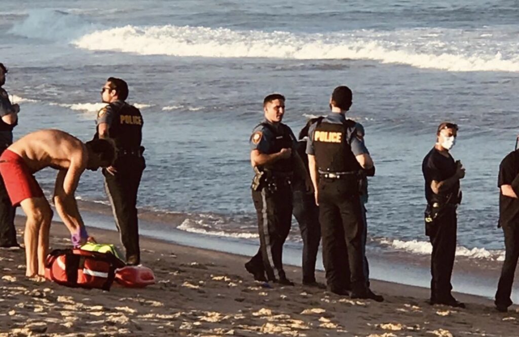 IMG_3379 First responders on the Asbury Park beach after a water rescue on Sunday evening. (Courtesy of Michael Levin)