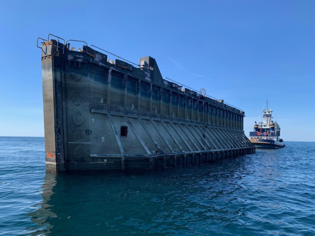 A 150-foot long caisson gate was deployed on the Deepwater Reef site off the New Jersey coast on Monday, June 8. (Courtesy of the New Jersey Department of Environmental Protection)