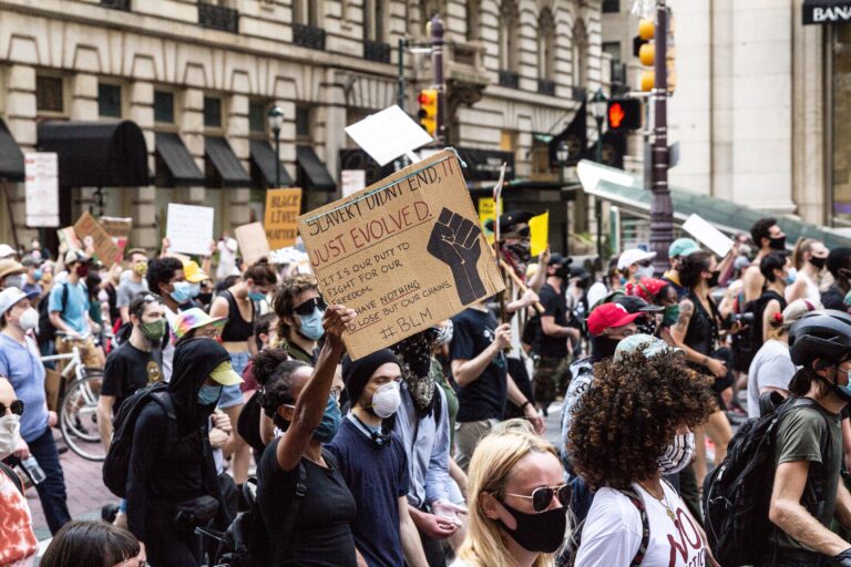 Protesters marched from South Philadelphia to City Hall on June 23, 2020, demanding an end to police brutality during ongoing demonstrations in Philadelphia. (Kimberly Paynter/WHYY)