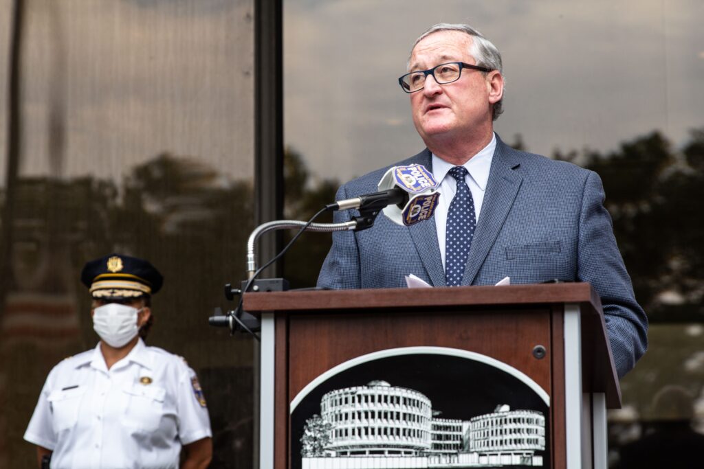 Image from iOS (92) Philadelphia Mayor Kenney speaks at a June press conference.