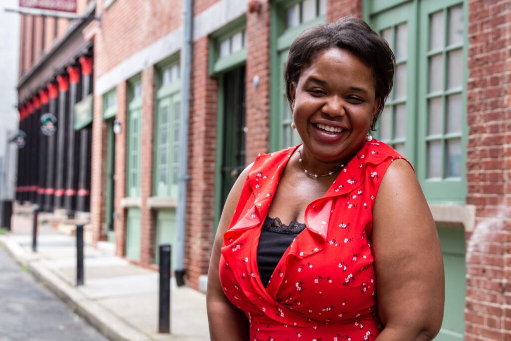 TaliaStinsoninOldCity-KimPaynterWHYY Writer Talia Stinson out in her Old City neighborhood (Kimberly Paynter/WHYY).