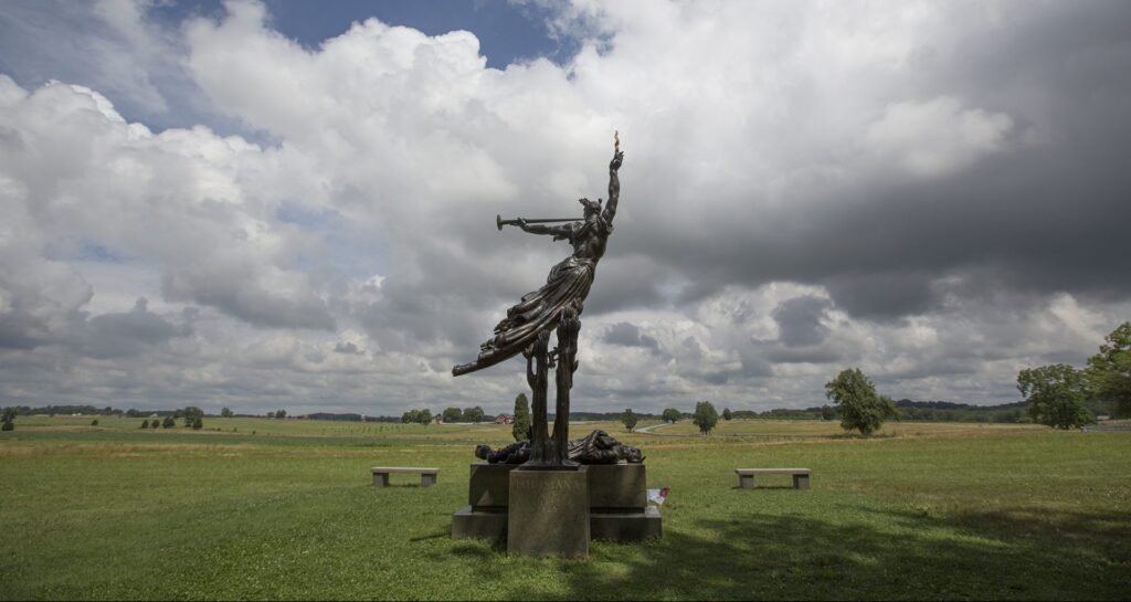 YDECHTY6WRF6LHOOUNOTIS4V6U-e1593439807141-1920×1022 The Louisiana Monument raises up near the rebel encampment on Seminary Ridge on the Gettysburg battlefield, July 1, 2013, the 150th anniversary of the first day of the historic 1863 battle. (Mark Pynes | mpynes@pennlive.com)