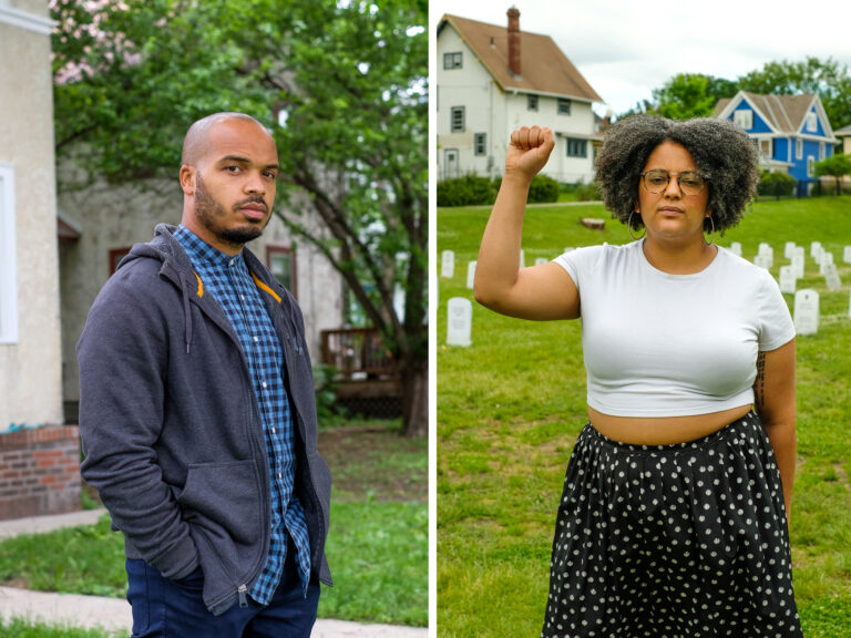 Jeremiah Ellison, Kandace Montgomery and Arianna Nason are among those leading the push to dismantle the Minneapolis police department. (Laylah Amatullah Barrayn for NPR)