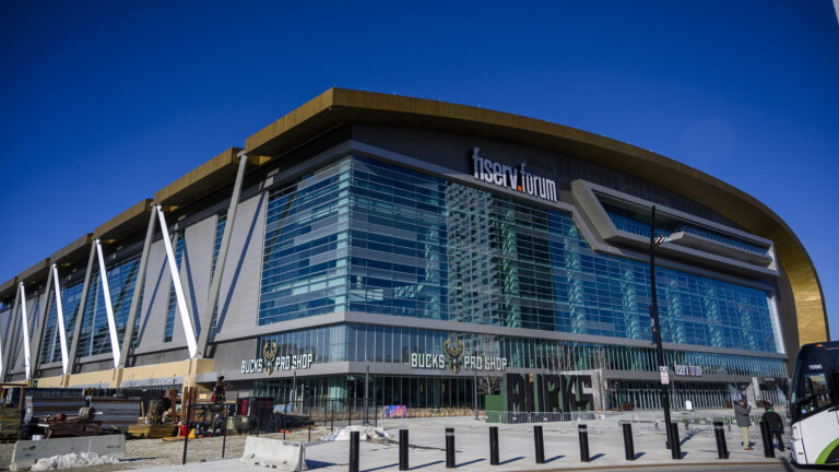 The scaled-down Democratic National Convention will no longer be held at the Fiserv Forum, but instead include events at the convention center in downtown Milwaukee. (Eric Baradat/AFP via Getty Images)