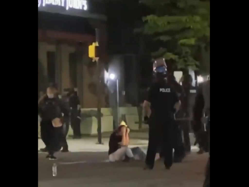 hannah2-1920×1080 Hannah Silbaugh, 21, attended a protest in Erie on Saturday, May 30, 2020. A video of her being struck by a police officer has gained national attention. (Screenshot from Twitter video / @the7goonies)