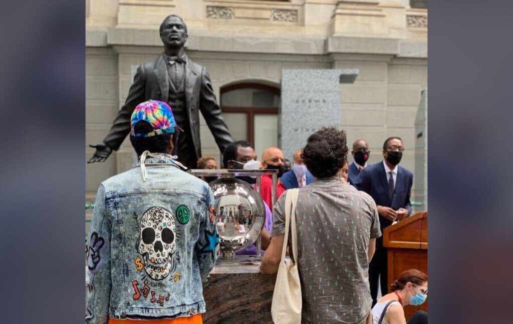 lead-for-05RBHOUSING-crop City Council Darrell Clarke introduces Council's budget proposal in front of a statue of Octavius Catto outside of City Hall. (Courtesy of Jessica Garz)